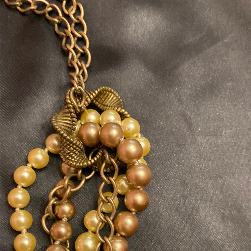 Talbots Elegant Silver, Pearl and Bronze Beaded Necklace - Picture 4 of 11
